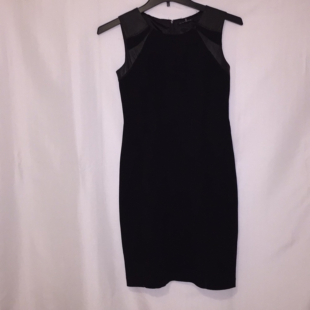 Elie Tahari Black Dress with Leather Trim